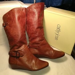 Cathy Jean Brown Leather Boots size 9